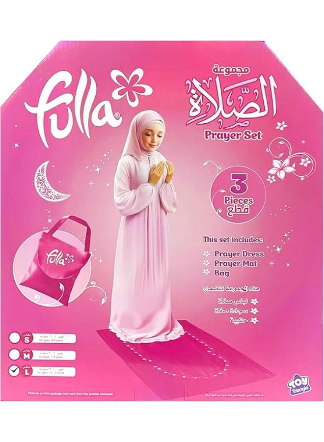 Fulla Prayer Set for Girls- 3pc Set with Dress, Bag & Prayer Mat, Pink Travel-Friendly Design for Daily Use, Easy to Clean, Portable Islamic Gift for Kids, Stylish Prayer Essentials Kit- Medium - Image 3